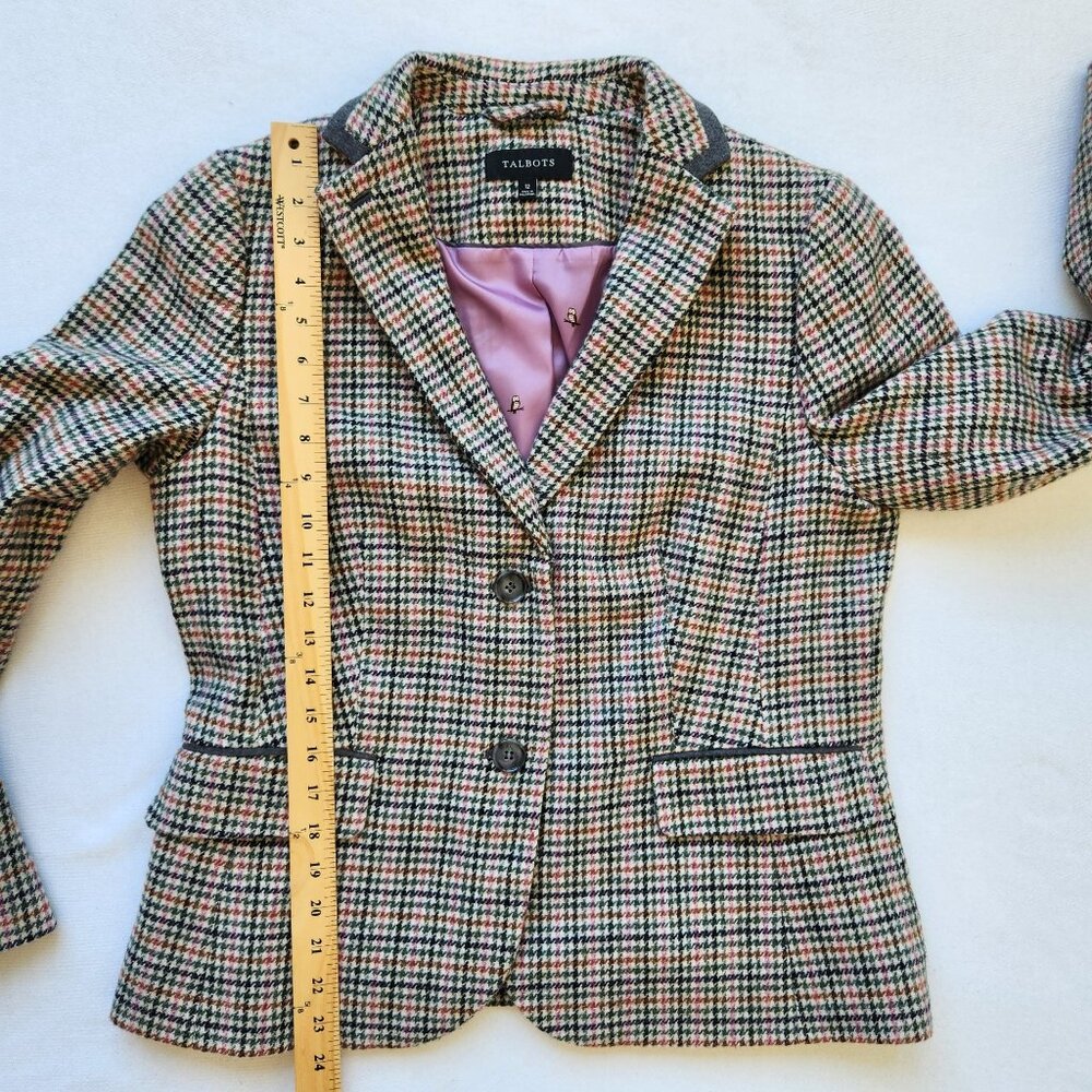 Talbots Houndstooth Check Wool Blazer Owl Print Fall Winter Office Classic 12 - Picture 11 of 11